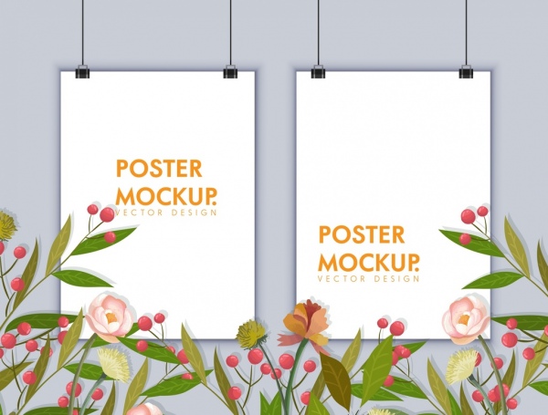 banner molduras modelo mockup flores decoração