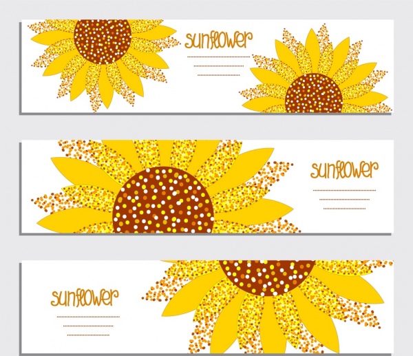 banner template set ikon bunga matahari
