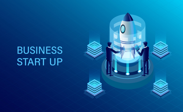 banner com o negócio start-up conceito de sucesso de negócios objetivo isometric ilustração cartor