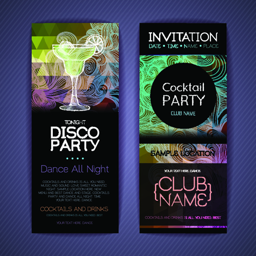 Banners Disco Party Creative Vector