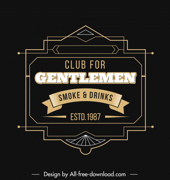 bar klub logo Template simetri datar klasik gelap