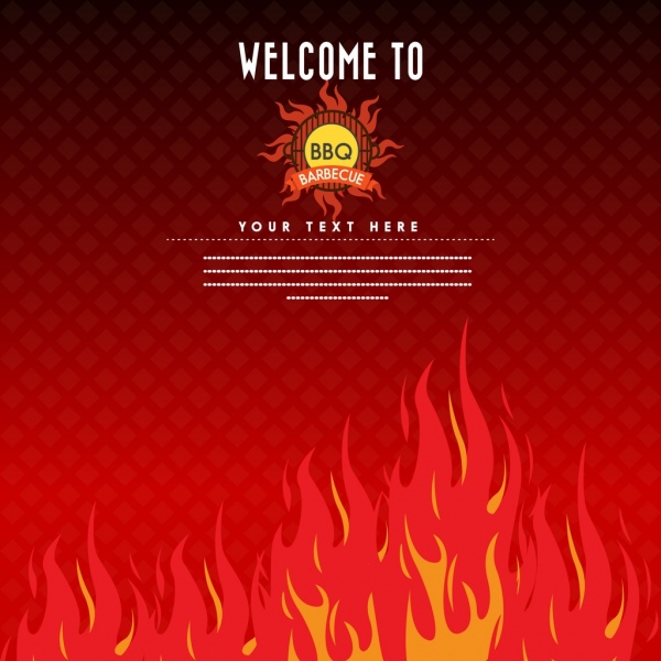바베 큐 파티 배너 빨간 불꽃 배경 화재 아이콘