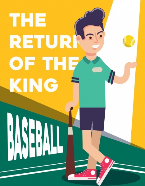 البيسبول لافتة لاعب رمز شخصية كرتونية