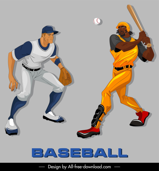 Iconos De Béisbol Personajes De Dibujos Animados De Colores Sketch-dibujos  Animados Del Vector-vector Libre Descarga Gratuita