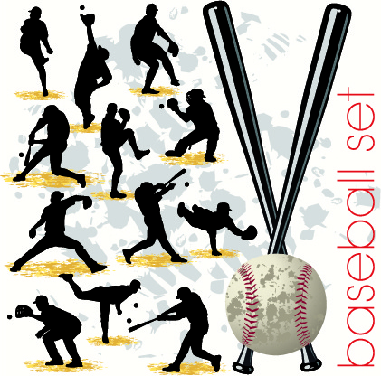 Baseball siluetas Vector Set