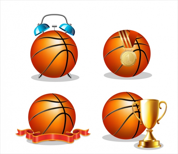 collezione di icone colorate basket progettazione 3d
