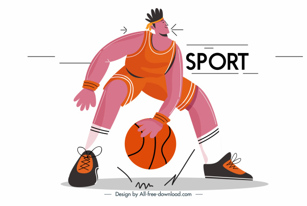 bóng rổ cầu thủ biểu tượng hoạt hình nhân vật ký họa