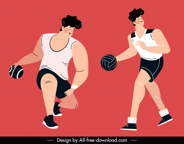 籃子球運動圖示動態人素描