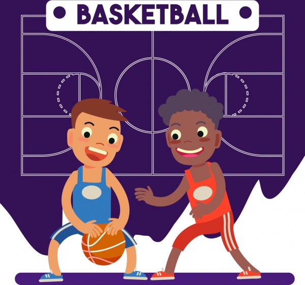 Basketball Hintergrund verspielte Jungs Symbole Boden Hintergrund