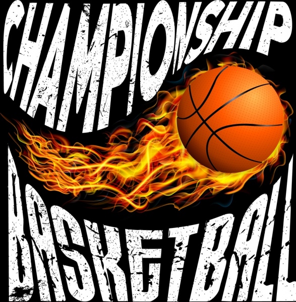 basket-ball Championnat bannière feu icône textes décor