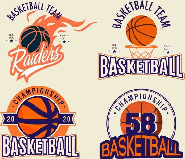 Basketball-Logos Ball Feuer kalligraphischen Dekor