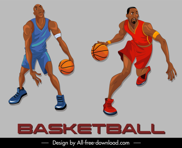 Basketball-Spieler-Ikonen Cartoon-Charaktere dynamisches Design