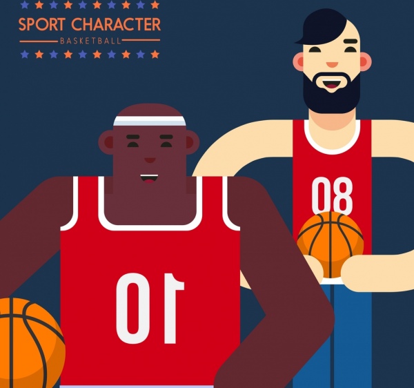 personajes de dibujos animados hombre de los iconos de los jugadores de baloncesto