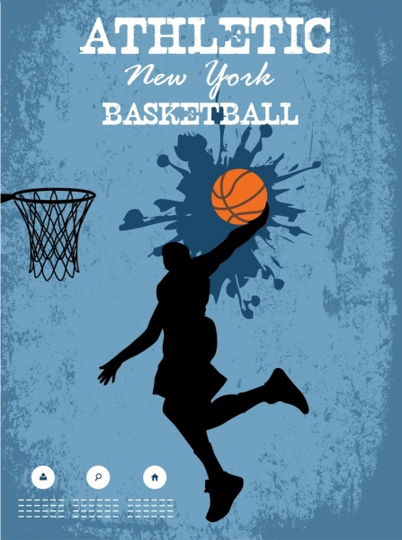 Basketball Poster Athlete Silhouette Grunge Splashing Decor-vector  Silhouettes-free Vector Free Download