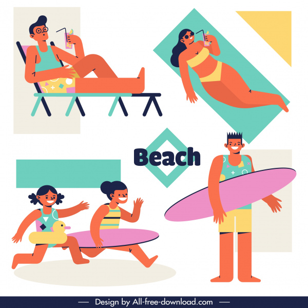 ikony kolor kreskówka na plaży działalność plaża