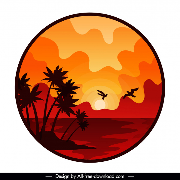 plage coucher de soleil fond de fond classique décor cercle d'isolement