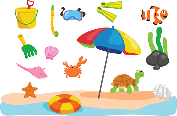 dibujos animados de vector de juguetes playa