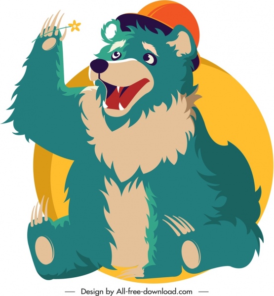 bosquejo de dibujos animados cute de oso animal icono diseño clásico