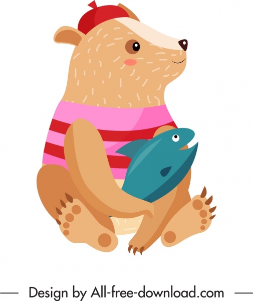 ikona kreskówka niedźwiedź rysunek stylizowane szkic zwierzę