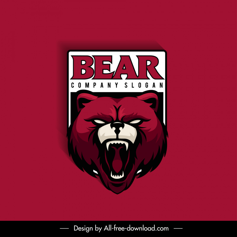 logo kepala beruang sketsa agresif yang ditarik tangan gelap