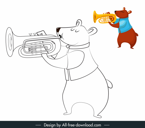 медведь значок смешной стилизованный эскиз handdrawn мультфильм