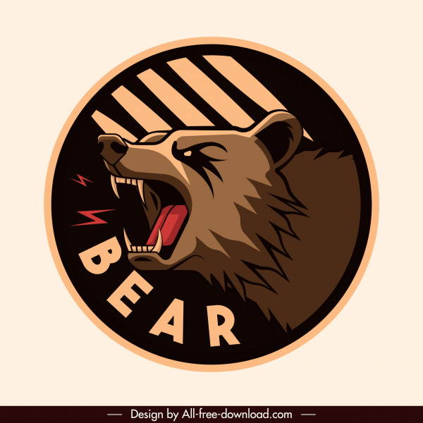 beruang label sengit emosi klasik desain template
