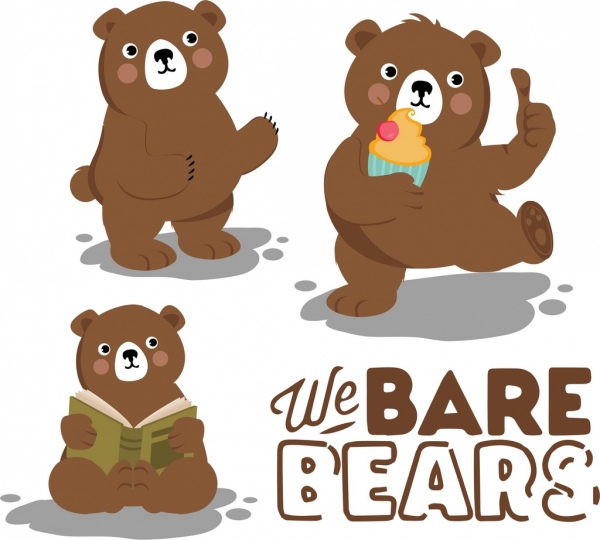 ursos fundo bonito ícones estilizados cartoon personagens