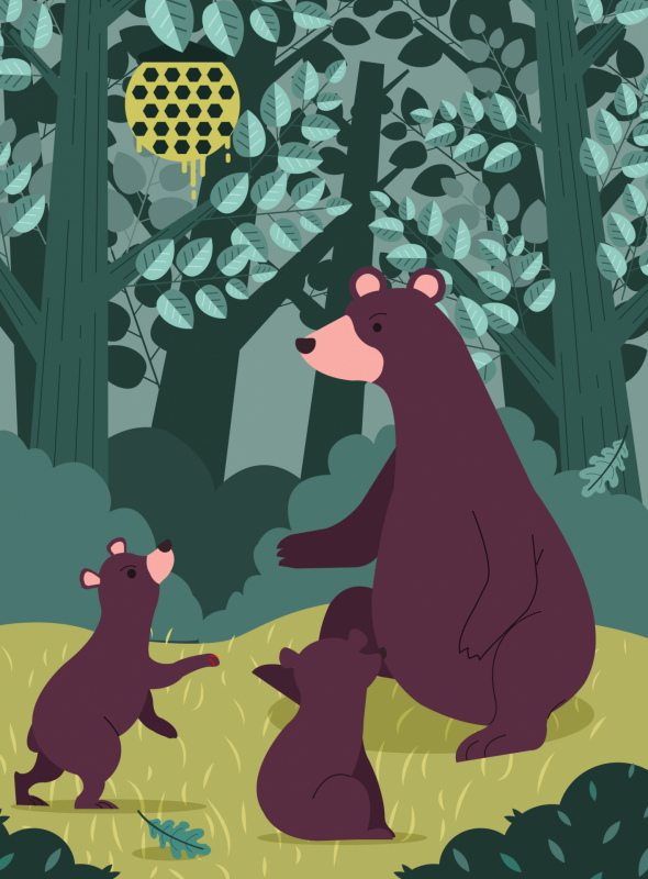 ours famille dessin animé peinture