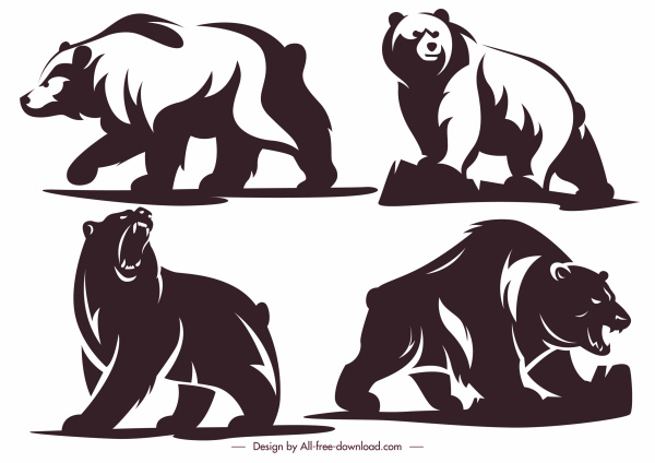 熊圖示運動素描剪影裝飾。