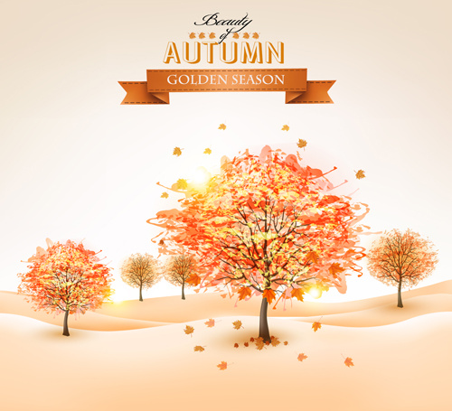 美しい秋の木の背景のベクトル