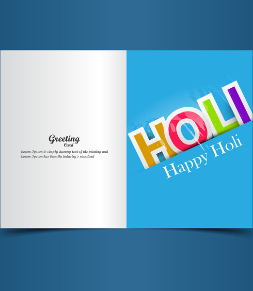 fundo bonito de holi festival indiano cartão com vetor de respingo de texto colorido