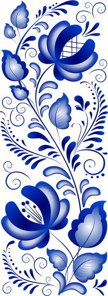 bunga biru indah ornamen desain vektor