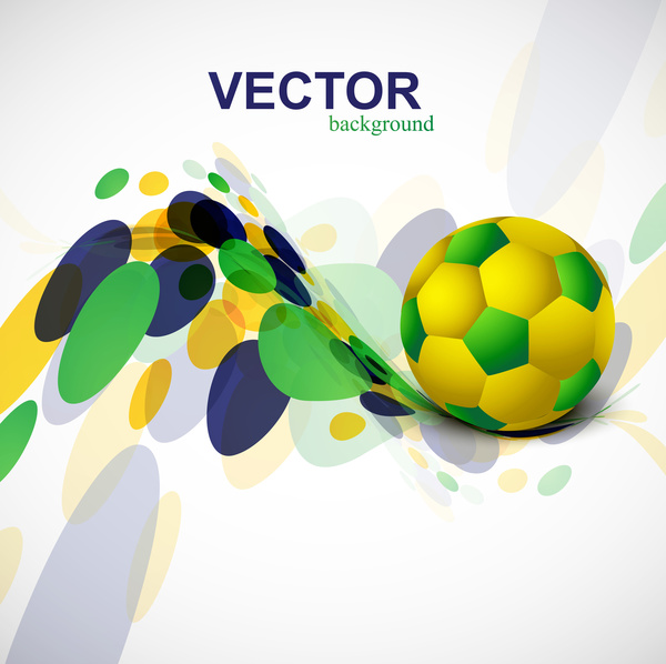 美麗的巴西色彩概念閃亮的足球與時尚氣泡圈設計向量