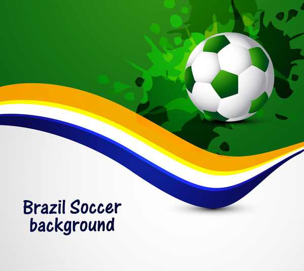 บราซิลสวยสีแนวคิดคลื่นฟุตบอลสีสันภาพพื้นหลังลูก