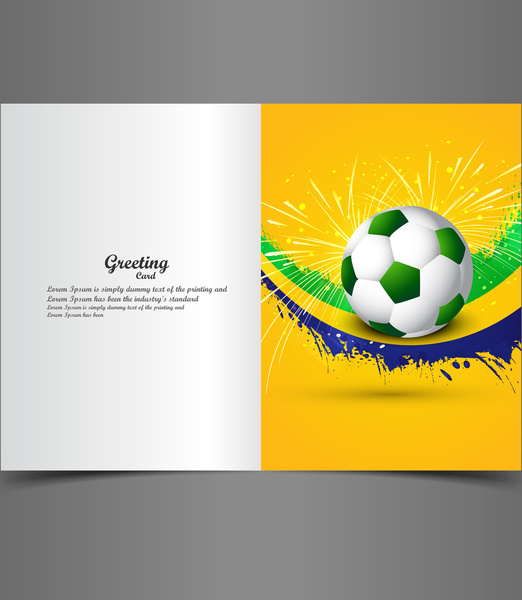 hermoso Brasil colores concepto onda fútbol colorido bola tarjetas presentación vector ilustración