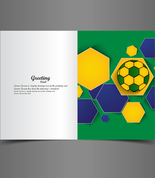 güzel Brezilya renk kavramı dalga renkli futbol topu tebrik kartı sunu vektör çizim