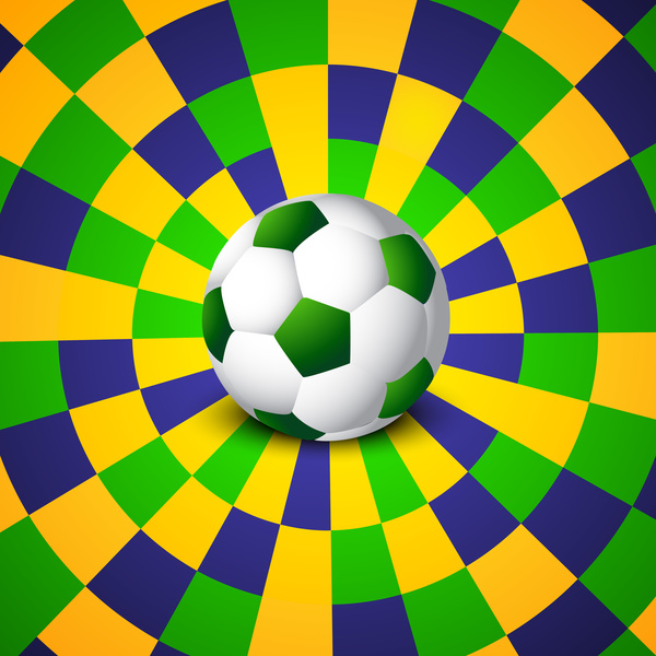 美しいブラジル国旗コンセプト サークル カード カラフルなサッカー背景ベクトル