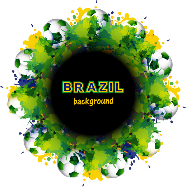 indah Brasil bendera konsep lingkaran splash grunge kartu sepak bola warna-warni latar belakang vektor