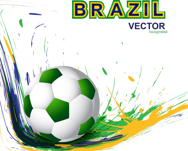 美しいブラジル国旗概念グランジ カード カラフルなサッカー背景ベクトル