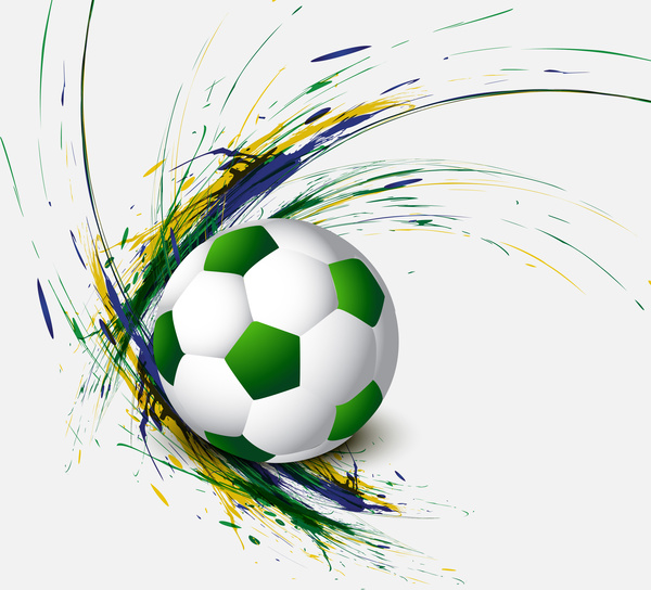 hermoso Brasil bandera concepto grunge tarjeta fútbol colorido fondo vector