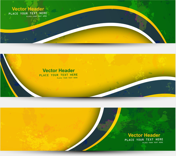 menetapkan header tiga warna bendera Brasil indah vektor ilustrasi