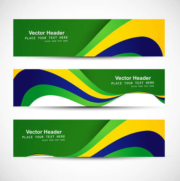 красивые заголовок три цвета флага Бразилии набор векторные иллюстрации