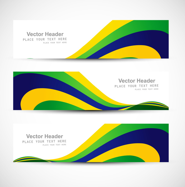 schöne Brasilien Flagge drei Farben-Header festgelegt Vektor-illustration
