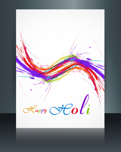 indah brosur holi berwarna-warni template kartu perayaan latar belakang vektor