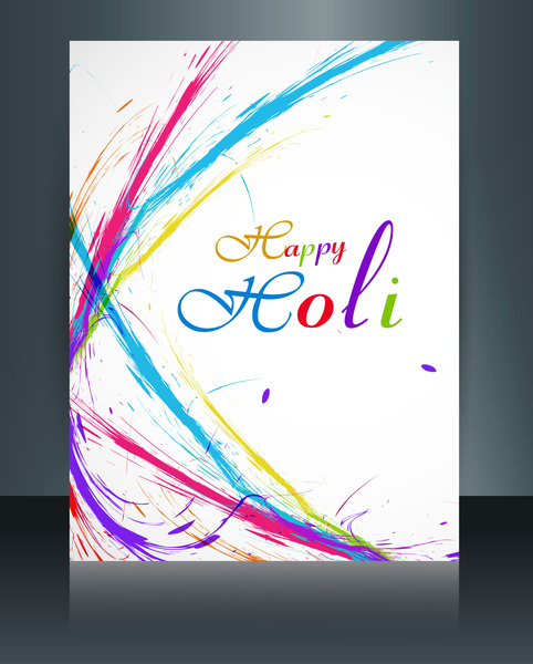 bonito folheto holi colorido modelo cartão celebração fundo vector