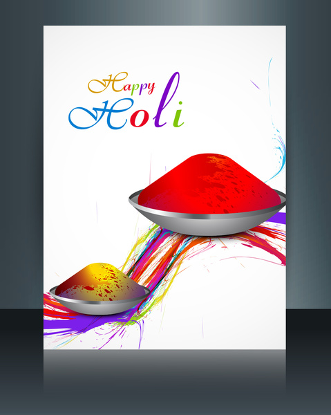 vector de fondo de celebración de hermoso folleto holi colorida plantilla tarjeta