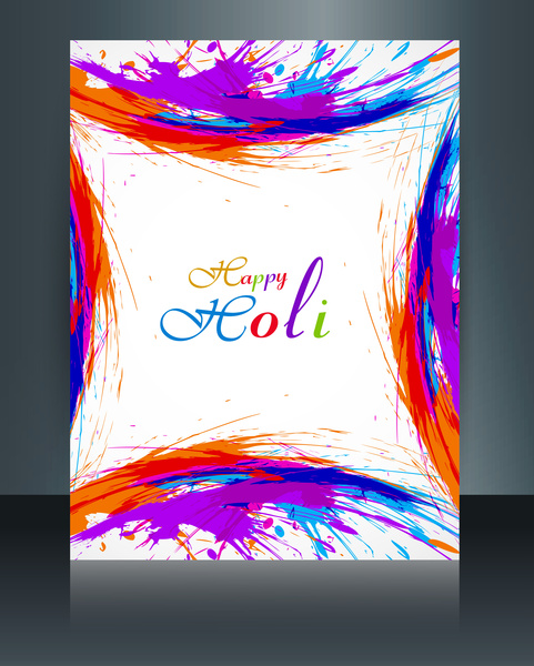 красивая брошюра Холи красочный шаблон карты праздник фон вектор