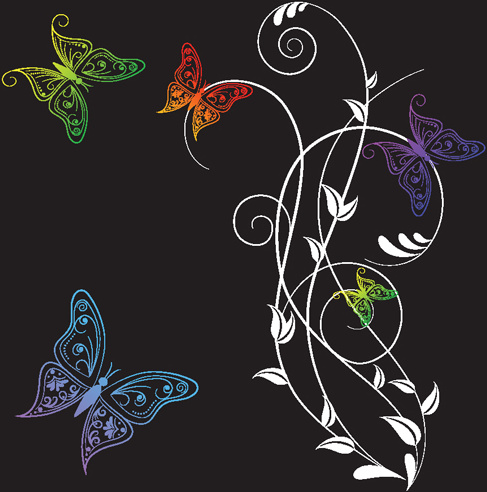 Hermosa mariposa elementos background vector