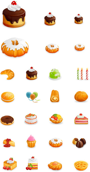 gráficos de vetor de ícone de bolos bonitos