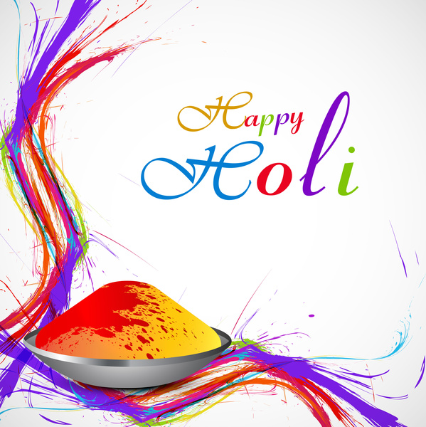 Fondo de vector festival de hermosa tarjeta holi colorida presentación gulal celebración